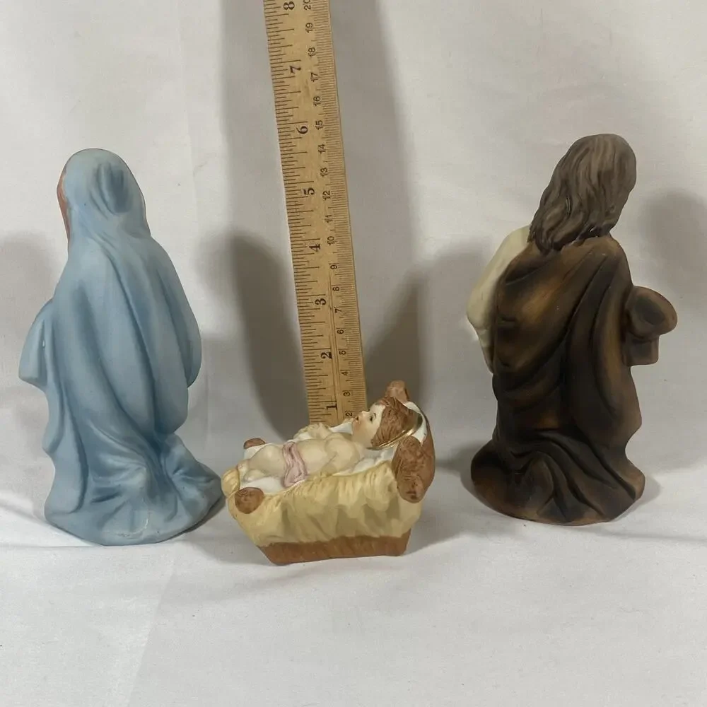 Homco Nativity Sets 5216 9 Piece & 5552 3 Piece Porcelain Bisque Complete W/Foam